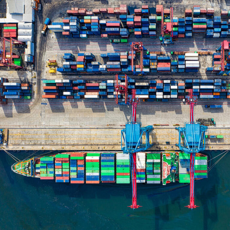 loading cargo in a harbor