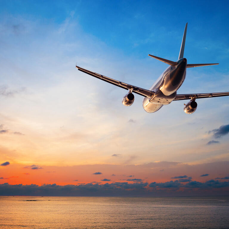 plane with sunset