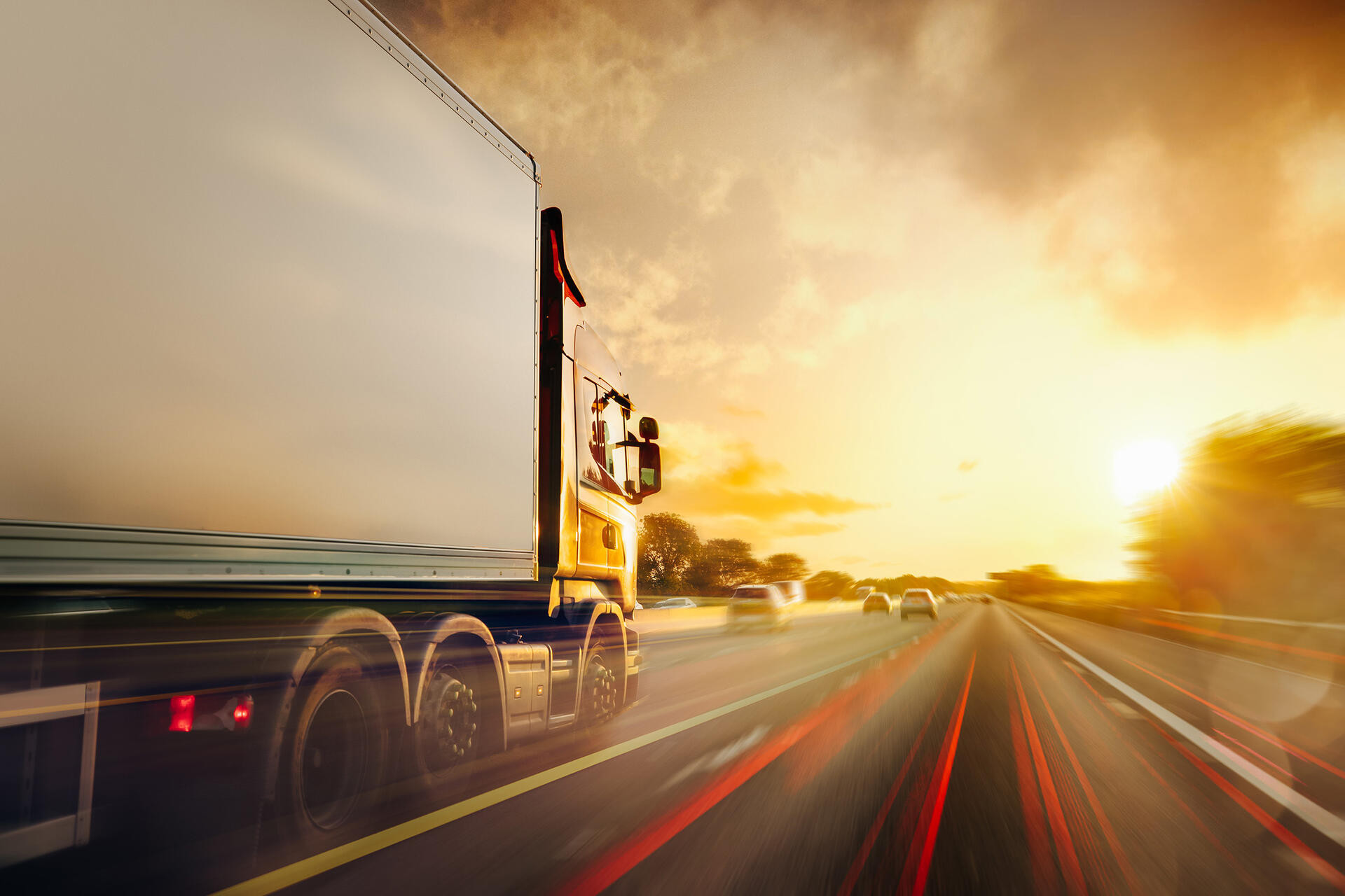 Lorry Cargo Transport Delivery in motion, United Kingdom M1 Motorway