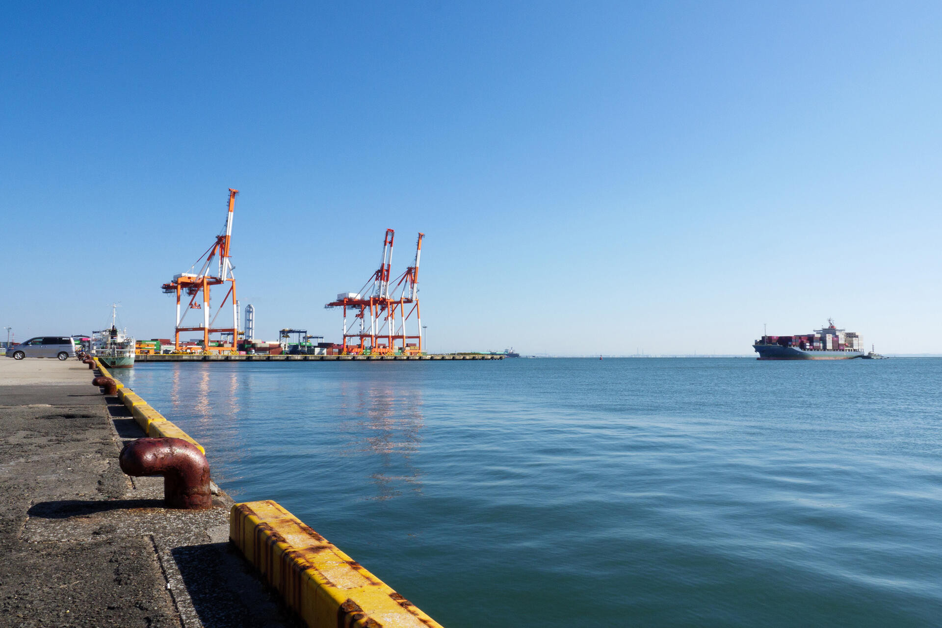 Freighter approaching the harbor